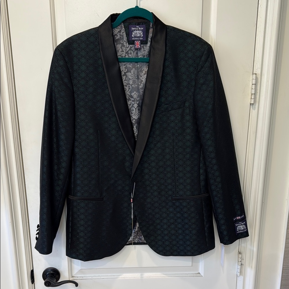 Black Tuxedo with Notched Lapel and Subtle Texture
